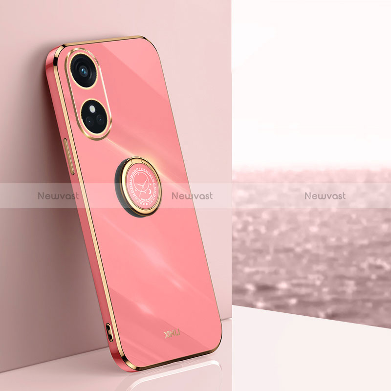 Ultra-thin Silicone Gel Soft Case Cover with Magnetic Finger Ring Stand XL1 for Oppo Reno8 T 4G