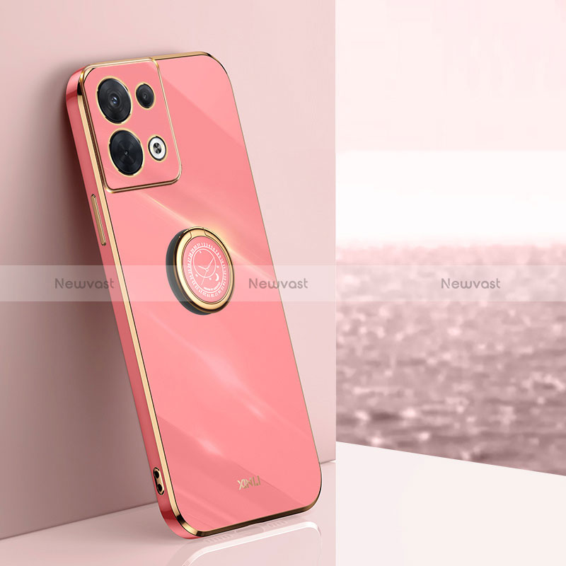 Ultra-thin Silicone Gel Soft Case Cover with Magnetic Finger Ring Stand XL1 for Oppo Reno9 Pro 5G