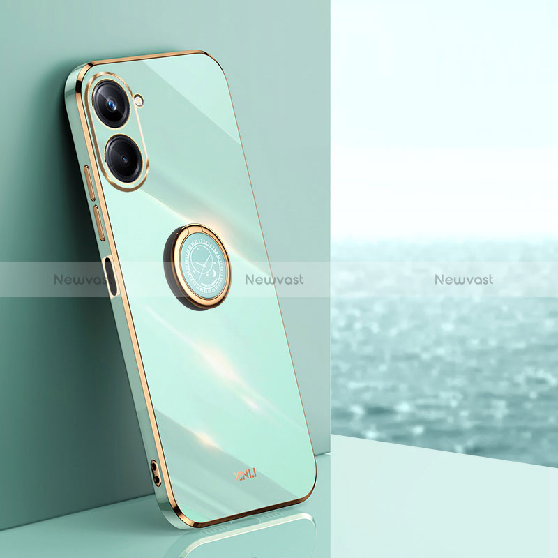 Ultra-thin Silicone Gel Soft Case Cover with Magnetic Finger Ring Stand XL1 for Realme 10 Pro 5G