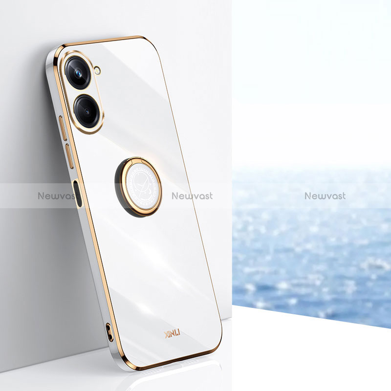 Ultra-thin Silicone Gel Soft Case Cover with Magnetic Finger Ring Stand XL1 for Realme 10 Pro 5G