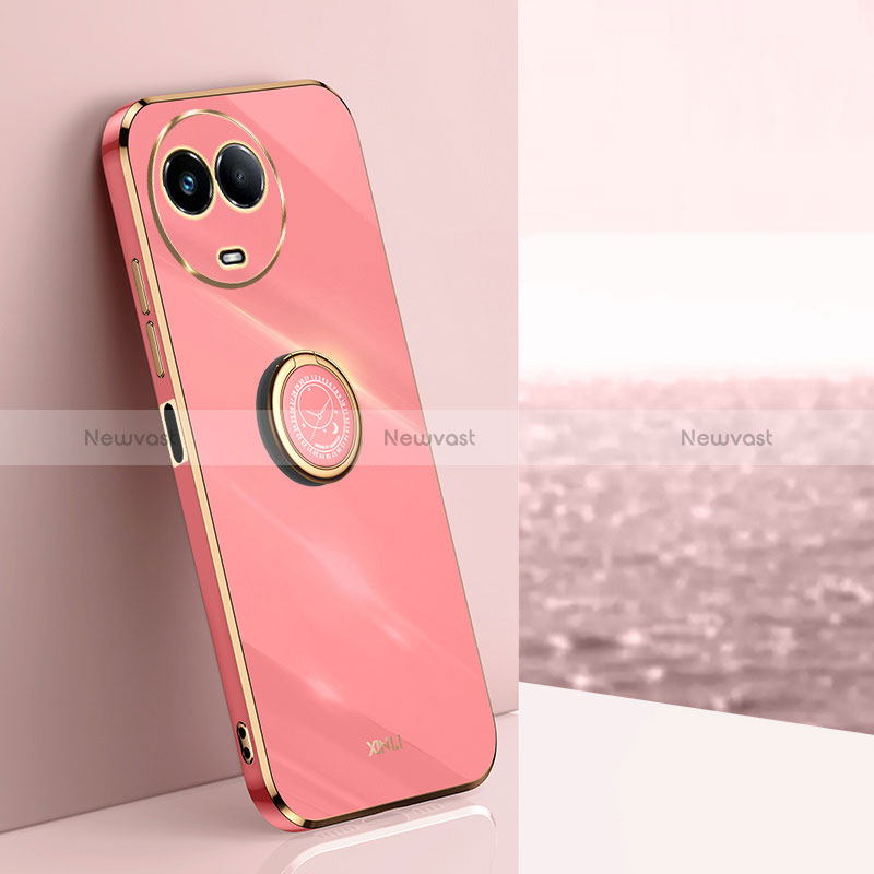 Ultra-thin Silicone Gel Soft Case Cover with Magnetic Finger Ring Stand XL1 for Realme 11 5G