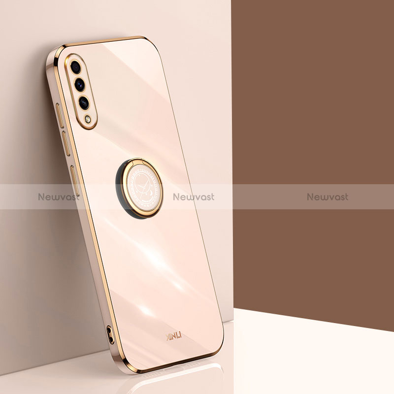 Ultra-thin Silicone Gel Soft Case Cover with Magnetic Finger Ring Stand XL1 for Samsung Galaxy A50 Gold