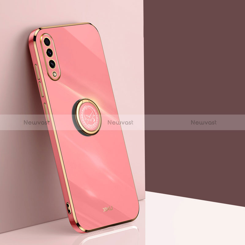 Ultra-thin Silicone Gel Soft Case Cover with Magnetic Finger Ring Stand XL1 for Samsung Galaxy A50S Hot Pink