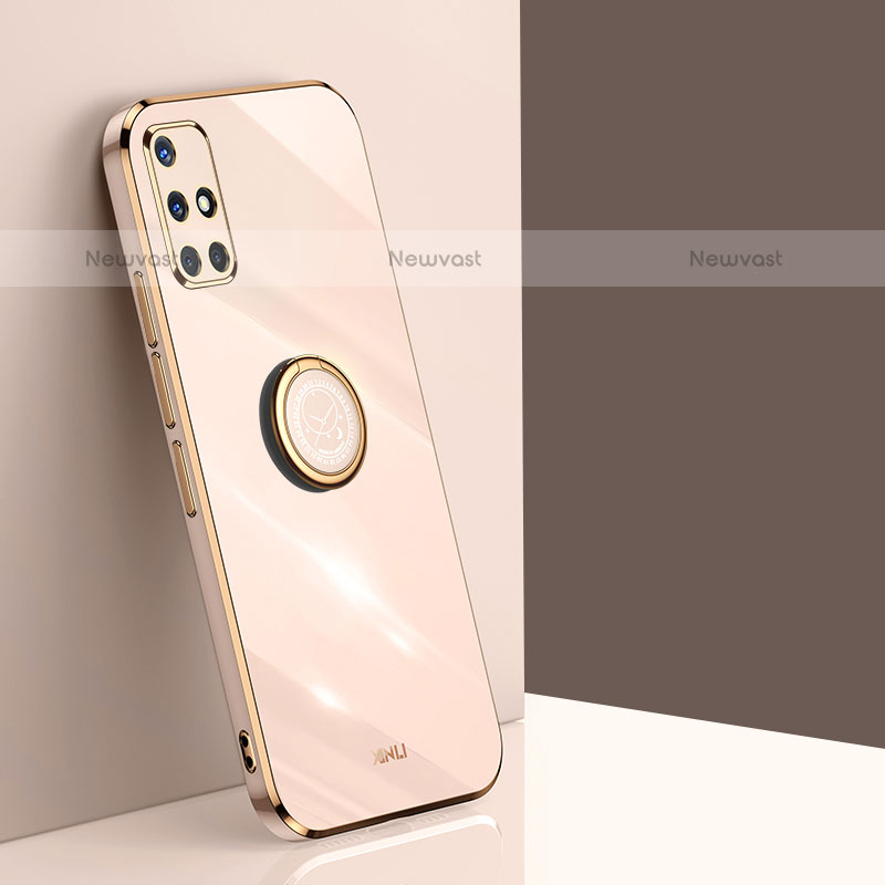 Ultra-thin Silicone Gel Soft Case Cover with Magnetic Finger Ring Stand XL1 for Samsung Galaxy A51 4G Gold