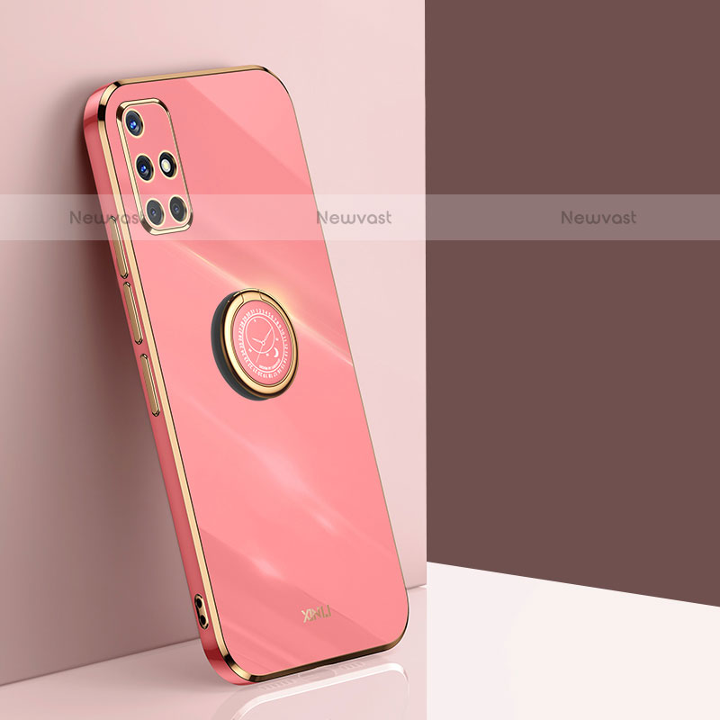 Ultra-thin Silicone Gel Soft Case Cover with Magnetic Finger Ring Stand XL1 for Samsung Galaxy A71 4G A715