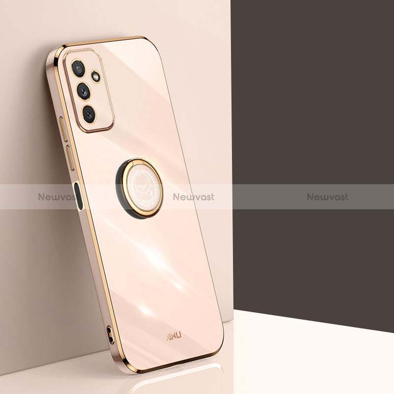 Ultra-thin Silicone Gel Soft Case Cover with Magnetic Finger Ring Stand XL1 for Samsung Galaxy M23 5G Gold