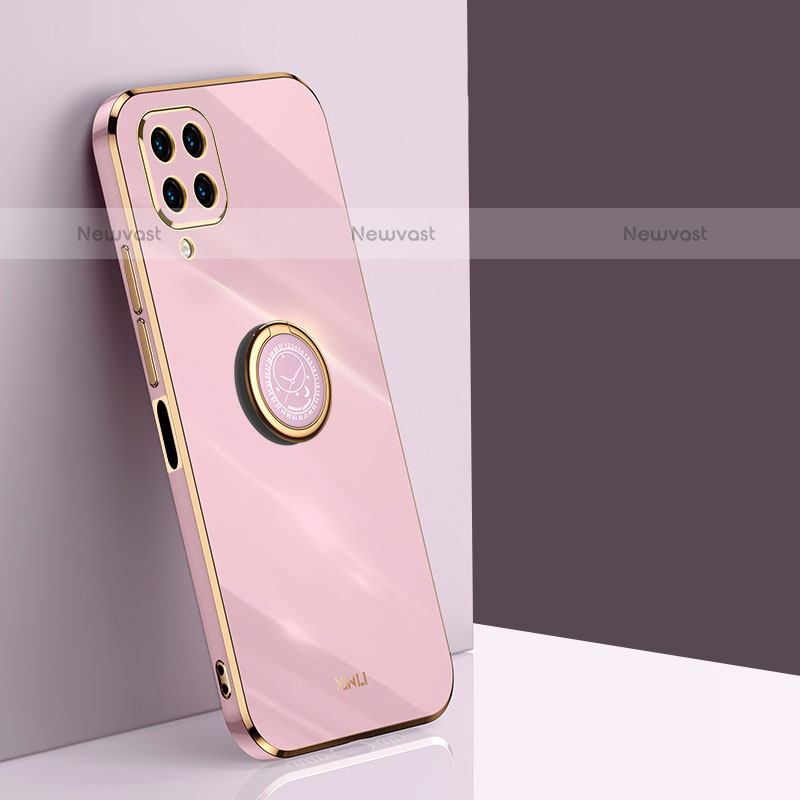 Ultra-thin Silicone Gel Soft Case Cover with Magnetic Finger Ring Stand XL1 for Samsung Galaxy M32 4G