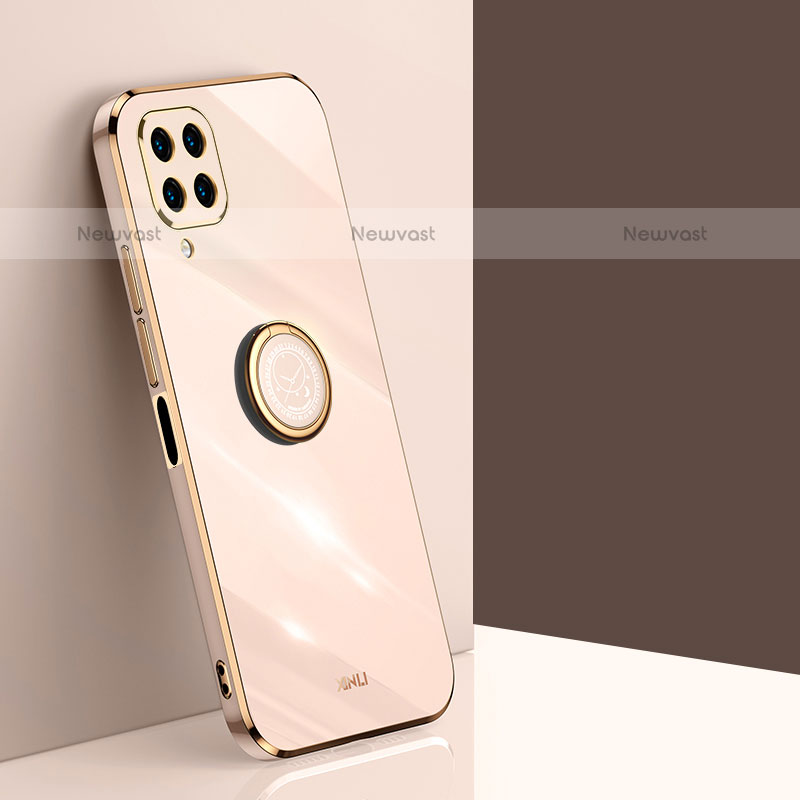 Ultra-thin Silicone Gel Soft Case Cover with Magnetic Finger Ring Stand XL1 for Samsung Galaxy M32 4G