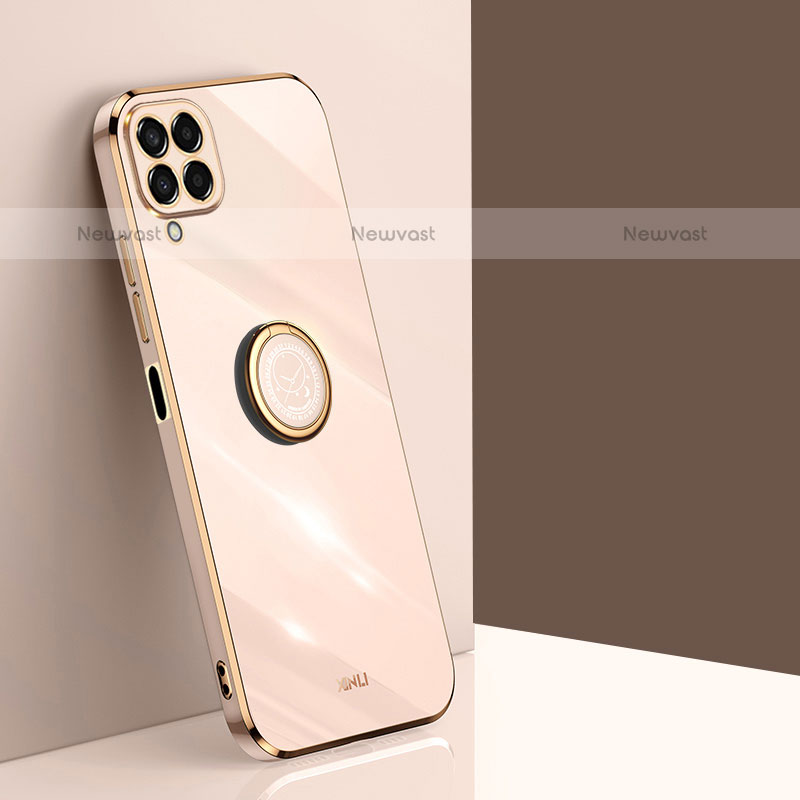 Ultra-thin Silicone Gel Soft Case Cover with Magnetic Finger Ring Stand XL1 for Samsung Galaxy M33 5G Gold
