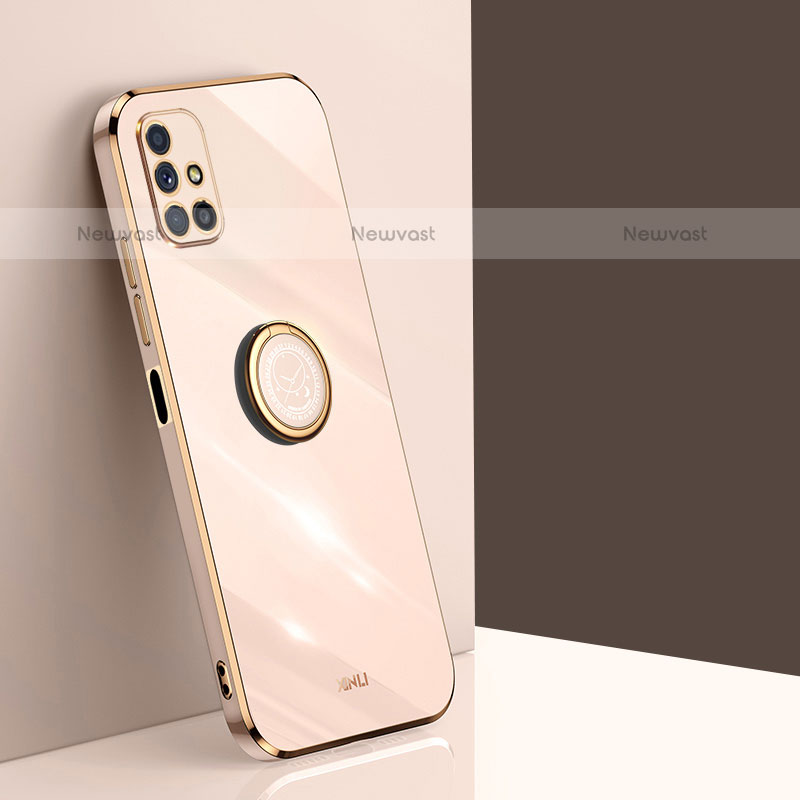 Ultra-thin Silicone Gel Soft Case Cover with Magnetic Finger Ring Stand XL1 for Samsung Galaxy M51 Gold