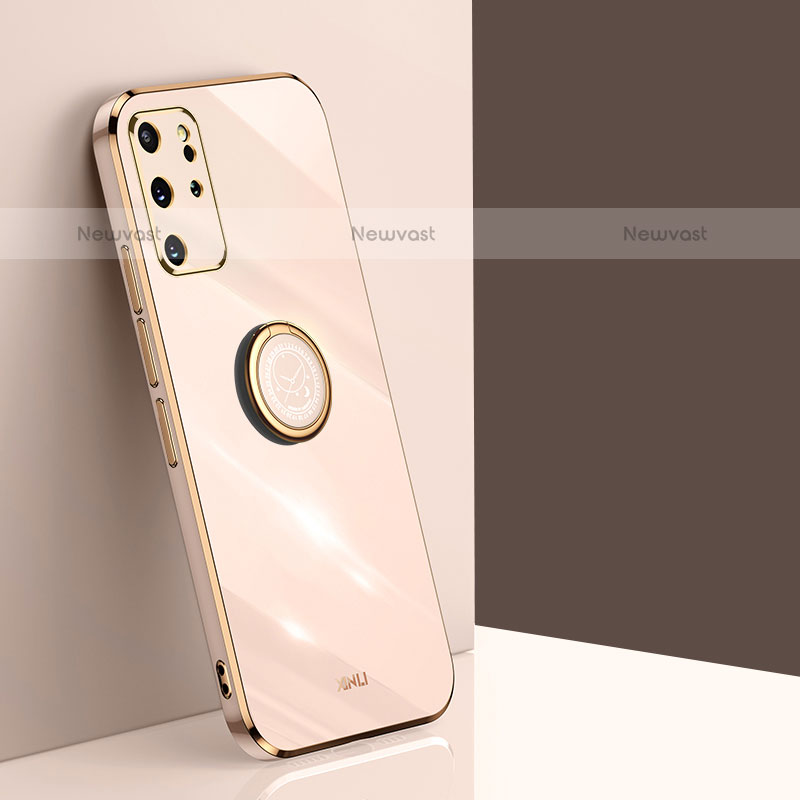 Ultra-thin Silicone Gel Soft Case Cover with Magnetic Finger Ring Stand XL1 for Samsung Galaxy S20 Plus 5G Gold
