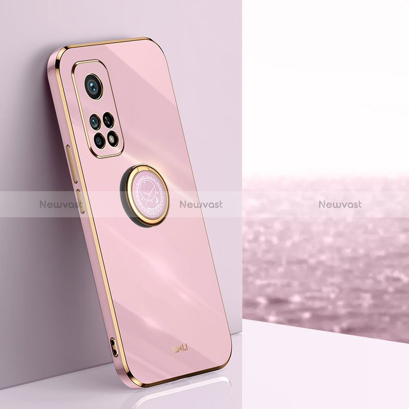 Ultra-thin Silicone Gel Soft Case Cover with Magnetic Finger Ring Stand XL1 for Xiaomi Mi 10T 5G