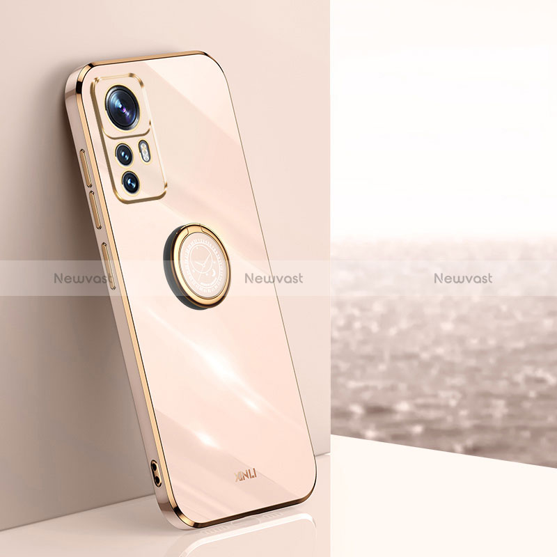 Ultra-thin Silicone Gel Soft Case Cover with Magnetic Finger Ring Stand XL1 for Xiaomi Mi 12T Pro 5G Gold