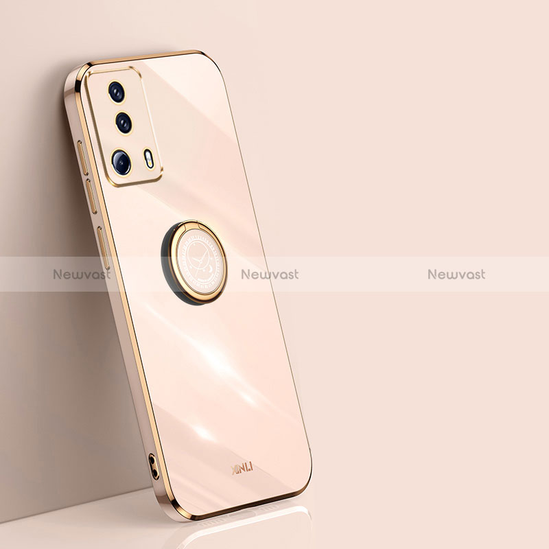 Ultra-thin Silicone Gel Soft Case Cover with Magnetic Finger Ring Stand XL1 for Xiaomi Mi 13 Lite 5G Gold