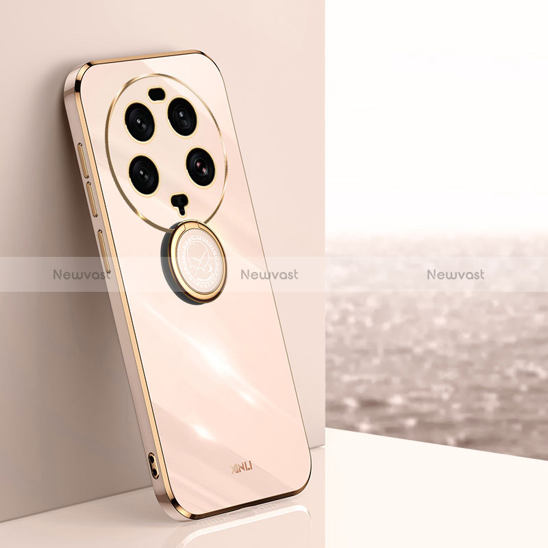 Ultra-thin Silicone Gel Soft Case Cover with Magnetic Finger Ring Stand XL1 for Xiaomi Mi 13 Ultra 5G
