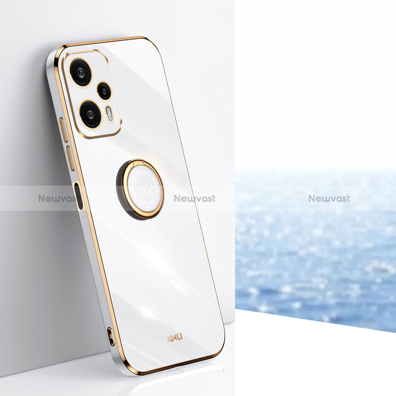 Ultra-thin Silicone Gel Soft Case Cover with Magnetic Finger Ring Stand XL1 for Xiaomi Poco F5 5G