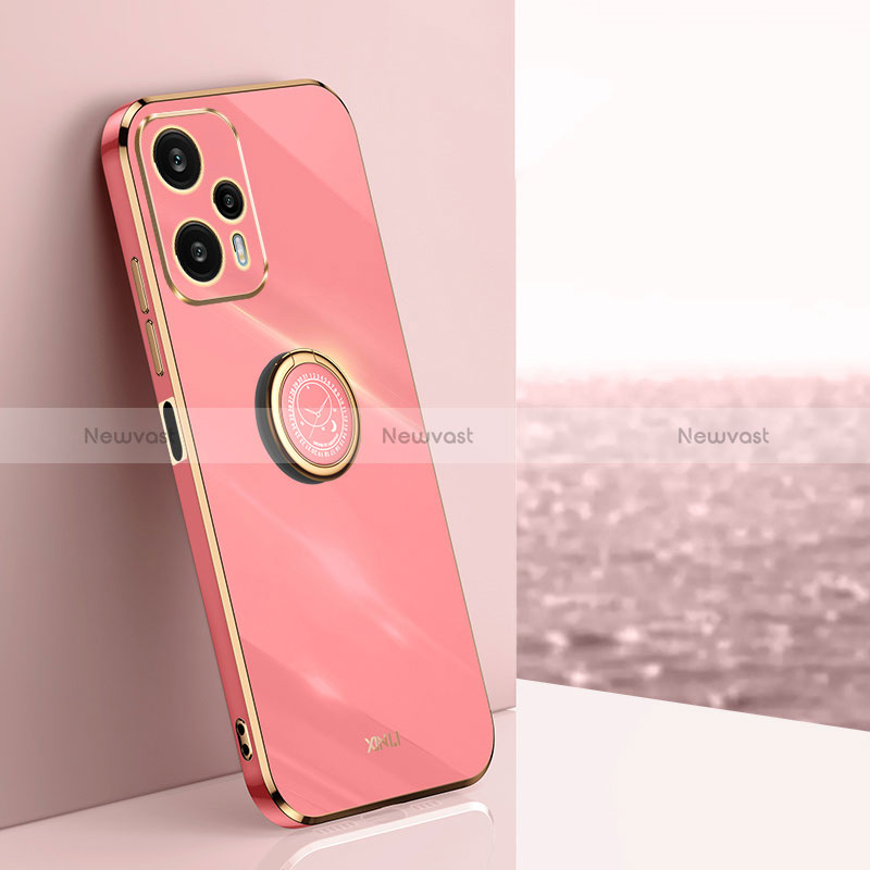 Ultra-thin Silicone Gel Soft Case Cover with Magnetic Finger Ring Stand XL1 for Xiaomi Poco F5 5G