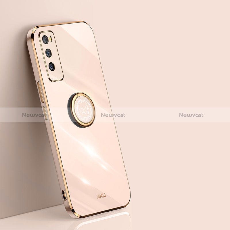 Ultra-thin Silicone Gel Soft Case Cover with Magnetic Finger Ring Stand XL1 for Xiaomi Poco M3 Gold