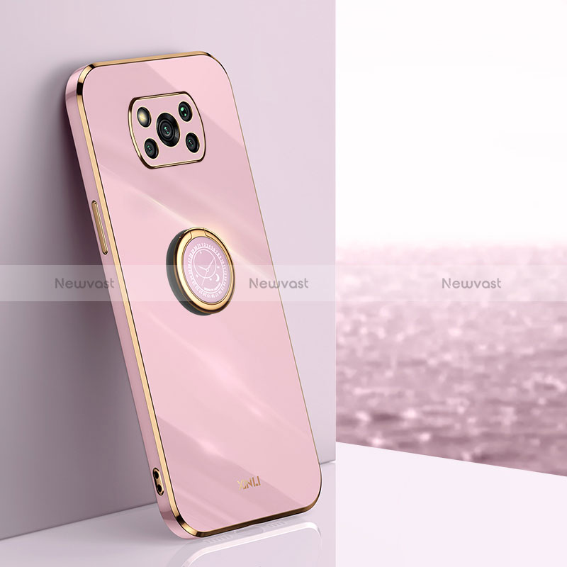 Ultra-thin Silicone Gel Soft Case Cover with Magnetic Finger Ring Stand XL1 for Xiaomi Poco X3 NFC
