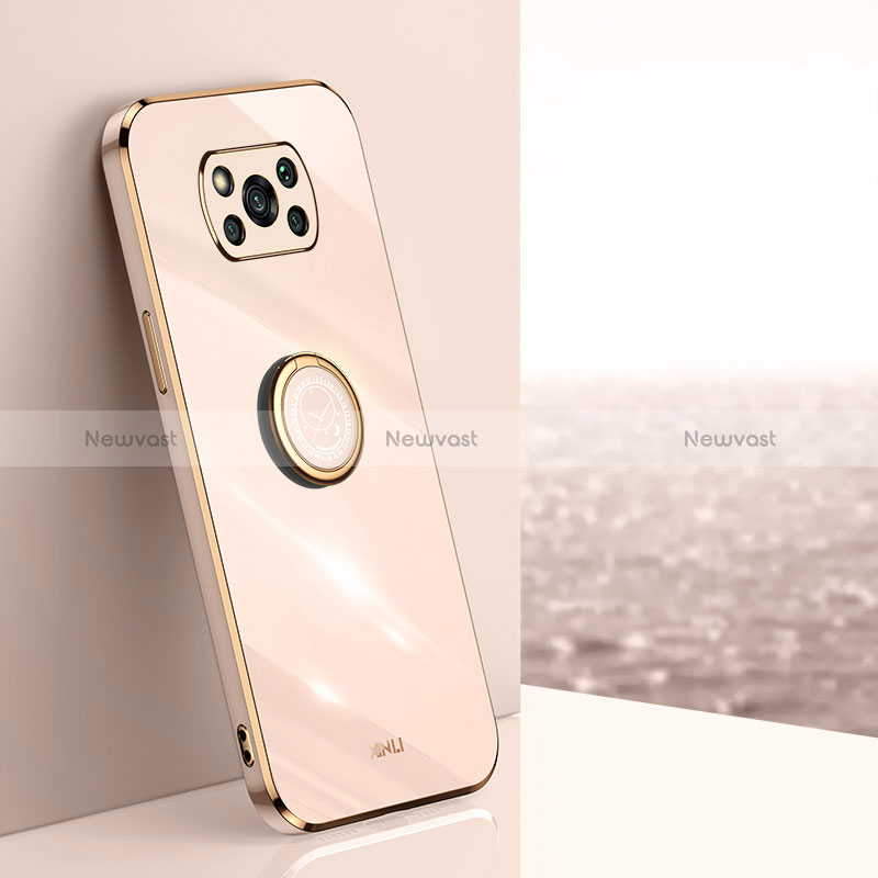 Ultra-thin Silicone Gel Soft Case Cover with Magnetic Finger Ring Stand XL1 for Xiaomi Poco X3 NFC
