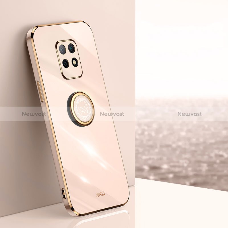 Ultra-thin Silicone Gel Soft Case Cover with Magnetic Finger Ring Stand XL1 for Xiaomi Redmi 10X 5G Gold