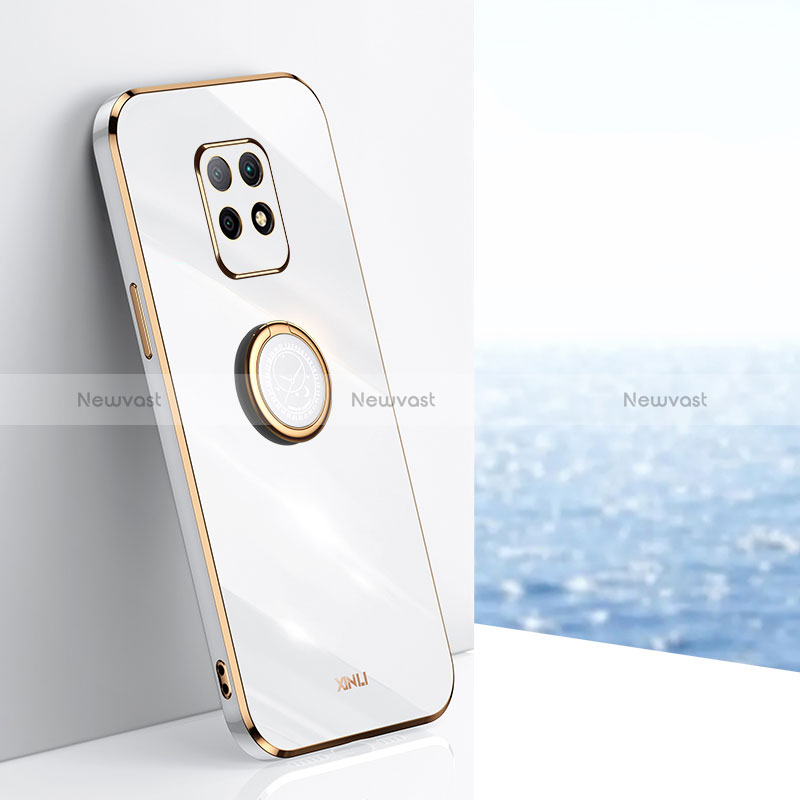 Ultra-thin Silicone Gel Soft Case Cover with Magnetic Finger Ring Stand XL1 for Xiaomi Redmi 10X 5G White