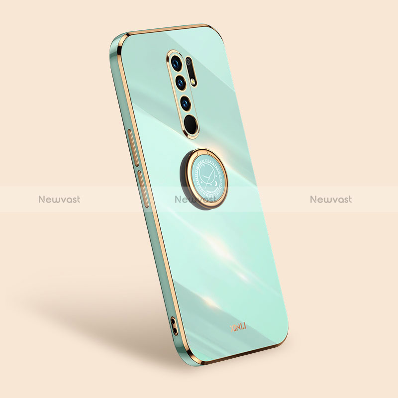 Ultra-thin Silicone Gel Soft Case Cover with Magnetic Finger Ring Stand XL1 for Xiaomi Redmi 9 Green
