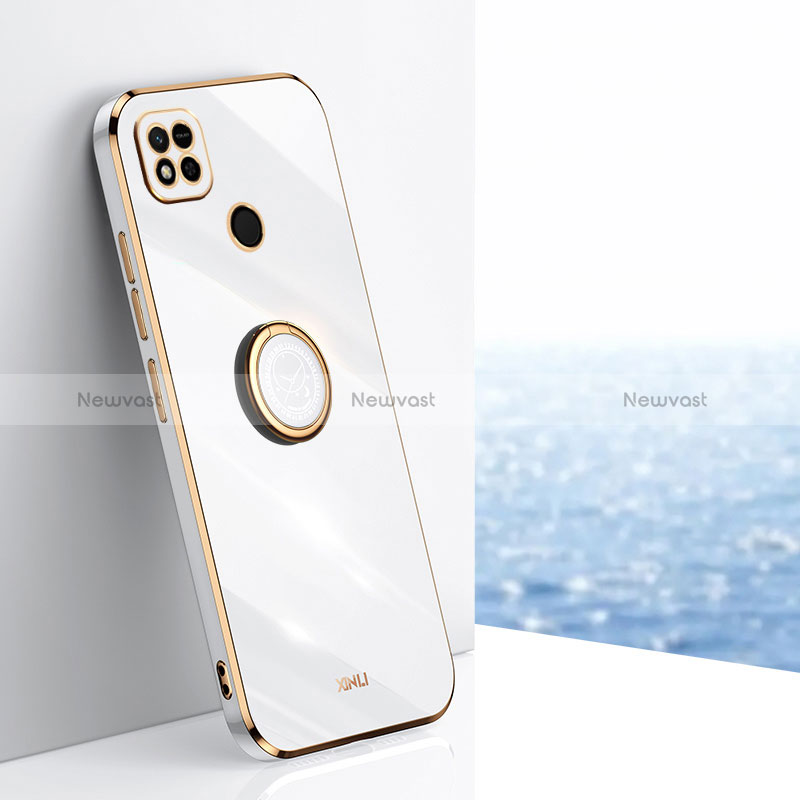 Ultra-thin Silicone Gel Soft Case Cover with Magnetic Finger Ring Stand XL1 for Xiaomi Redmi 9 India