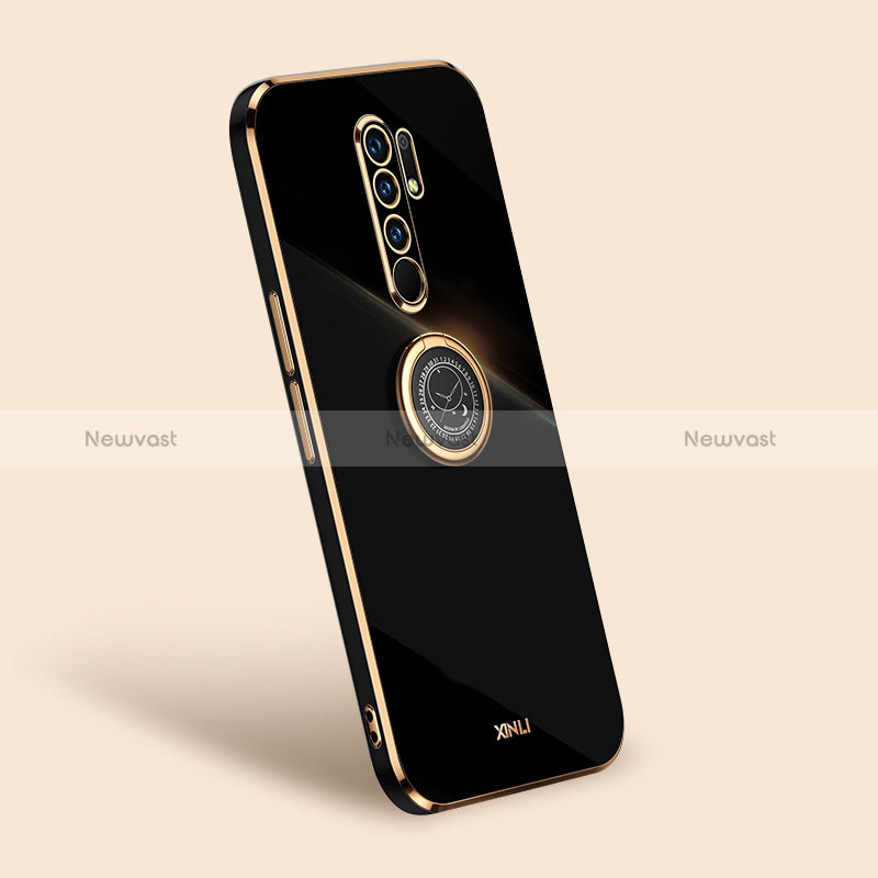 Ultra-thin Silicone Gel Soft Case Cover with Magnetic Finger Ring Stand XL1 for Xiaomi Redmi 9 Prime India