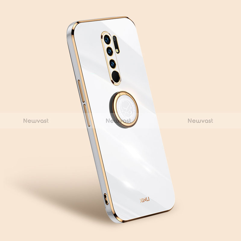 Ultra-thin Silicone Gel Soft Case Cover with Magnetic Finger Ring Stand XL1 for Xiaomi Redmi 9 White