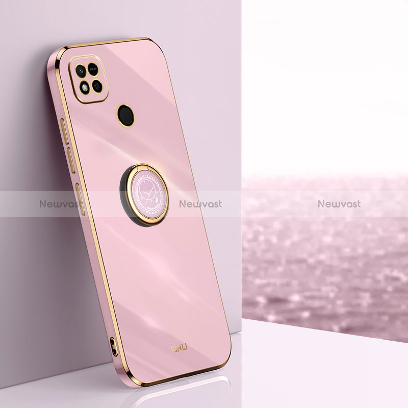 Ultra-thin Silicone Gel Soft Case Cover with Magnetic Finger Ring Stand XL1 for Xiaomi Redmi 9C NFC