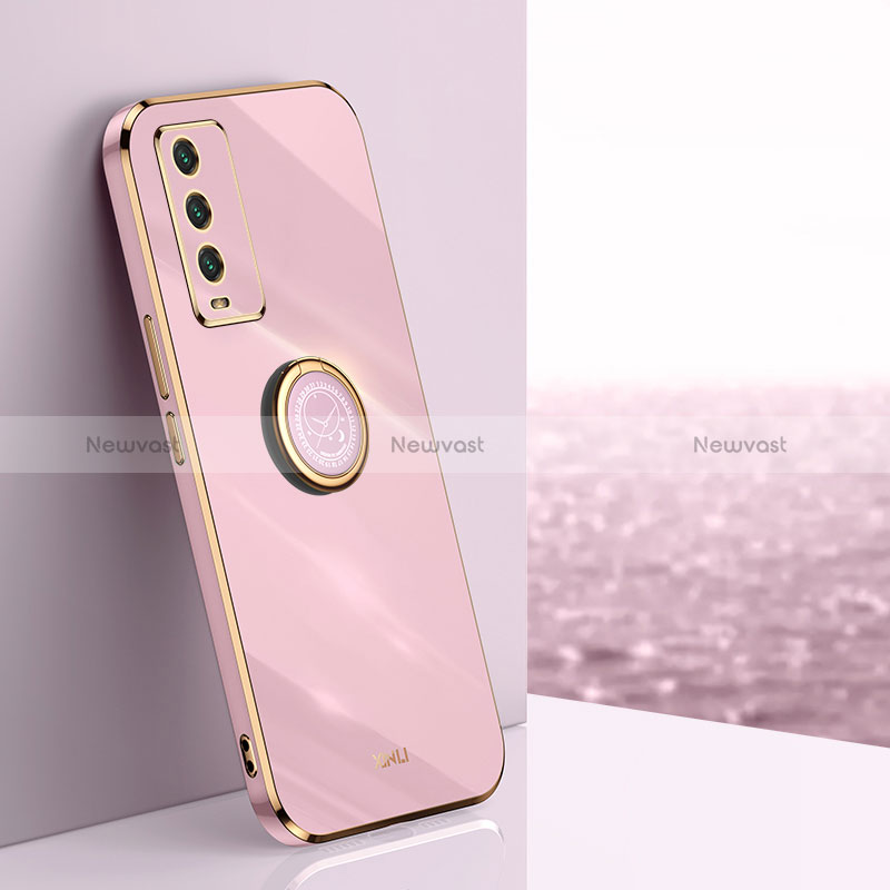 Ultra-thin Silicone Gel Soft Case Cover with Magnetic Finger Ring Stand XL1 for Xiaomi Redmi 9T 4G