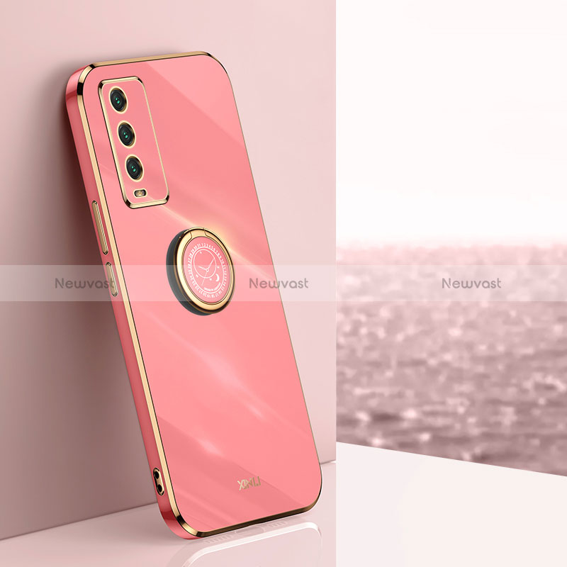 Ultra-thin Silicone Gel Soft Case Cover with Magnetic Finger Ring Stand XL1 for Xiaomi Redmi 9T 4G