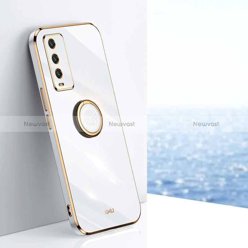 Ultra-thin Silicone Gel Soft Case Cover with Magnetic Finger Ring Stand XL1 for Xiaomi Redmi 9T 4G