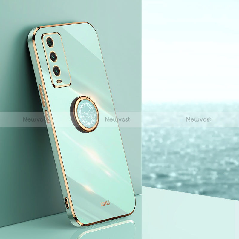 Ultra-thin Silicone Gel Soft Case Cover with Magnetic Finger Ring Stand XL1 for Xiaomi Redmi 9T 4G