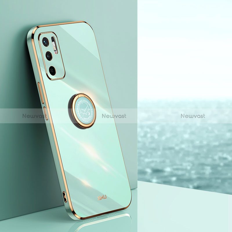 Ultra-thin Silicone Gel Soft Case Cover with Magnetic Finger Ring Stand XL1 for Xiaomi Redmi Note 11 SE 5G
