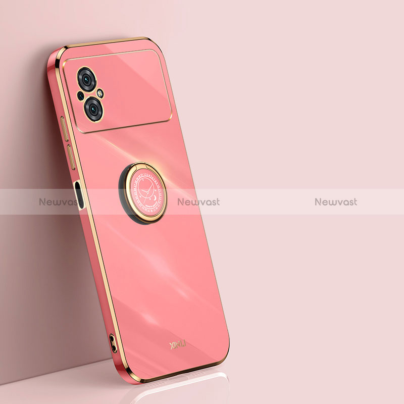 Ultra-thin Silicone Gel Soft Case Cover with Magnetic Finger Ring Stand XL1 for Xiaomi Redmi Note 11R 5G