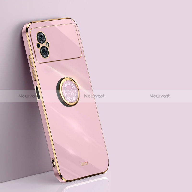Ultra-thin Silicone Gel Soft Case Cover with Magnetic Finger Ring Stand XL1 for Xiaomi Redmi Note 11R 5G