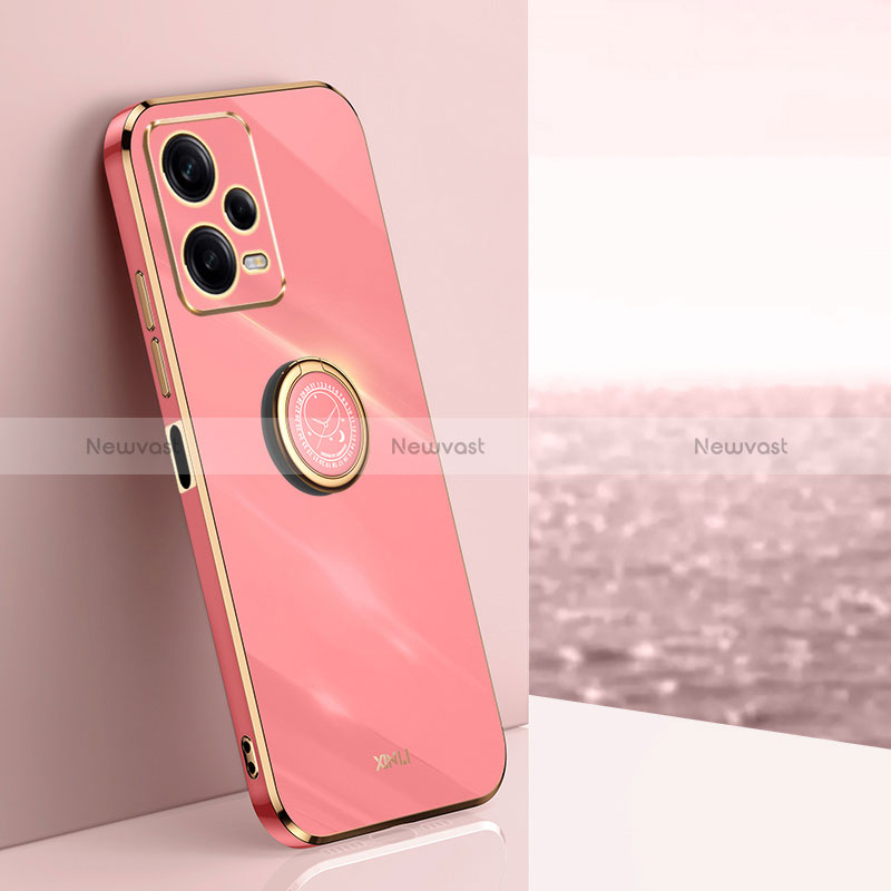 Ultra-thin Silicone Gel Soft Case Cover with Magnetic Finger Ring Stand XL1 for Xiaomi Redmi Note 12 Pro 5G