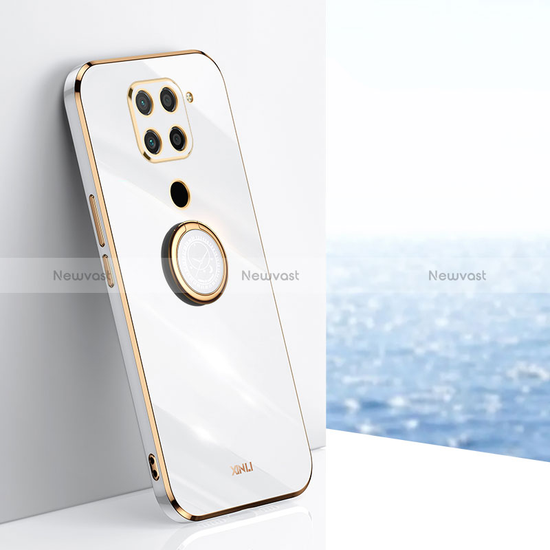 Ultra-thin Silicone Gel Soft Case Cover with Magnetic Finger Ring Stand XL1 for Xiaomi Redmi Note 9 White
