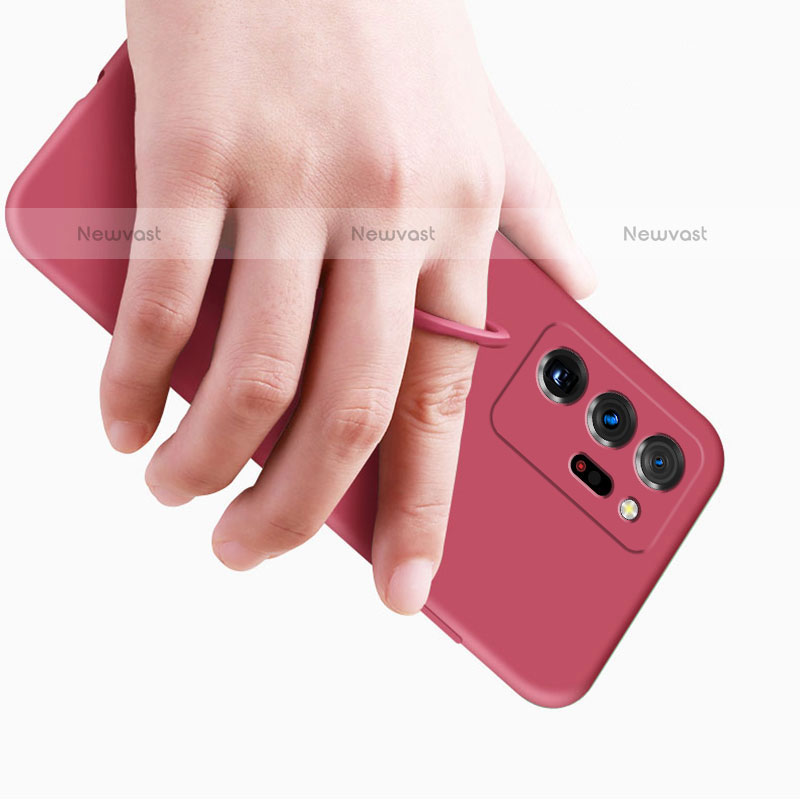 Ultra-thin Silicone Gel Soft Case Cover with Magnetic Finger Ring Stand YK1 for Samsung Galaxy Note 20 Ultra 5G