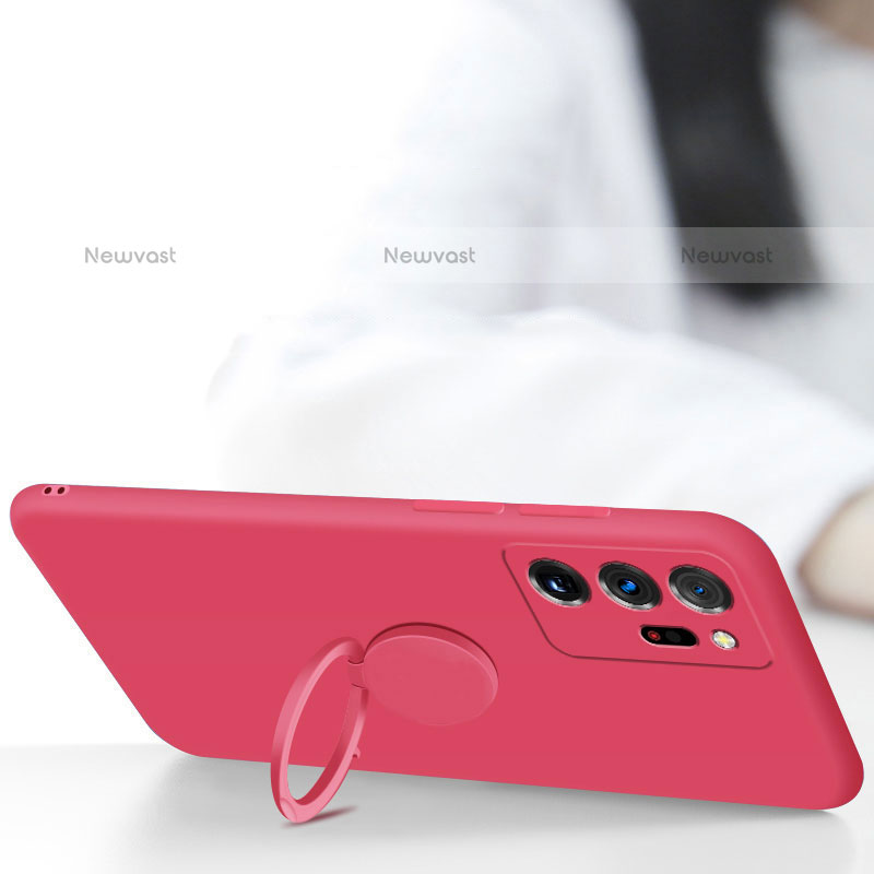 Ultra-thin Silicone Gel Soft Case Cover with Magnetic Finger Ring Stand YK1 for Samsung Galaxy Note 20 Ultra 5G