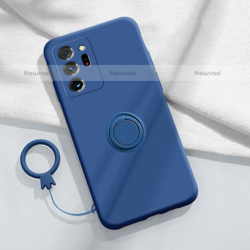 Ultra-thin Silicone Gel Soft Case Cover with Magnetic Finger Ring Stand YK1 for Samsung Galaxy Note 20 Ultra 5G