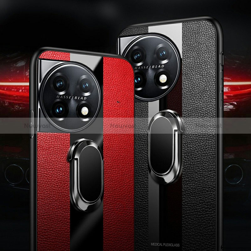 Ultra-thin Silicone Gel Soft Case Cover with Magnetic Finger Ring Stand Z01 for OnePlus Ace 2 5G