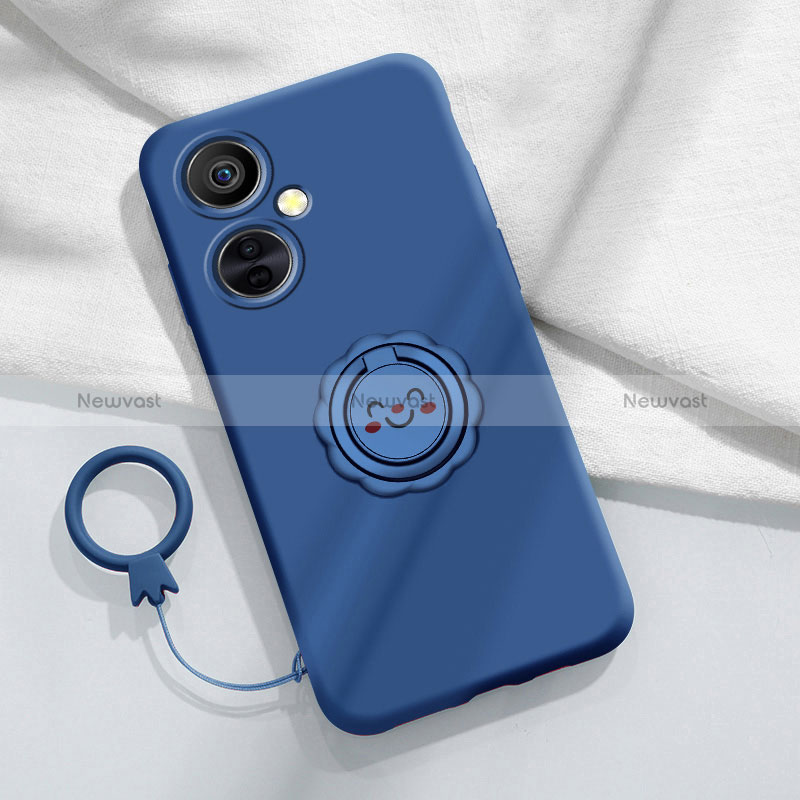 Ultra-thin Silicone Gel Soft Case Cover with Magnetic Finger Ring Stand Z01 for OnePlus Nord N30 5G
