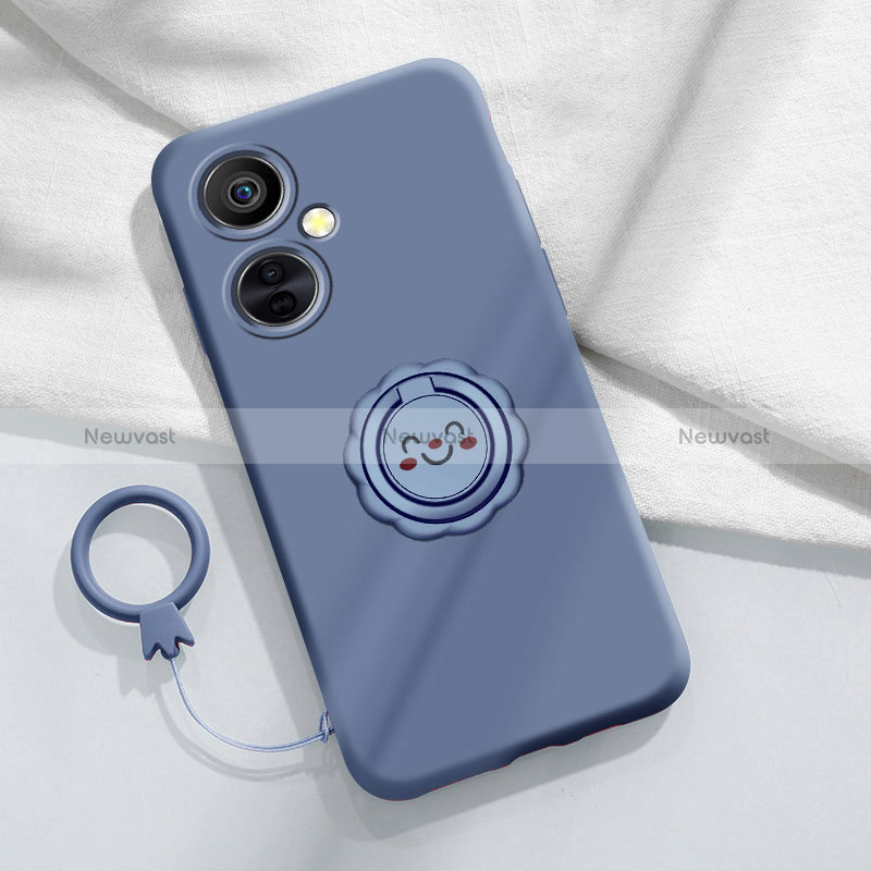 Ultra-thin Silicone Gel Soft Case Cover with Magnetic Finger Ring Stand Z01 for OnePlus Nord N30 5G