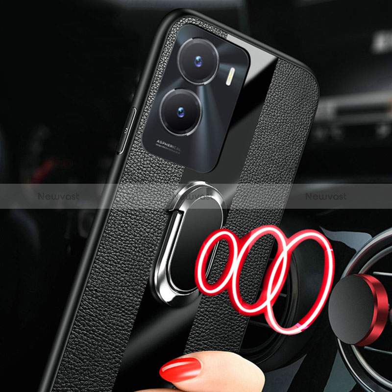 Ultra-thin Silicone Gel Soft Case Cover with Magnetic Finger Ring Stand Z01 for Vivo iQOO Z7x 5G