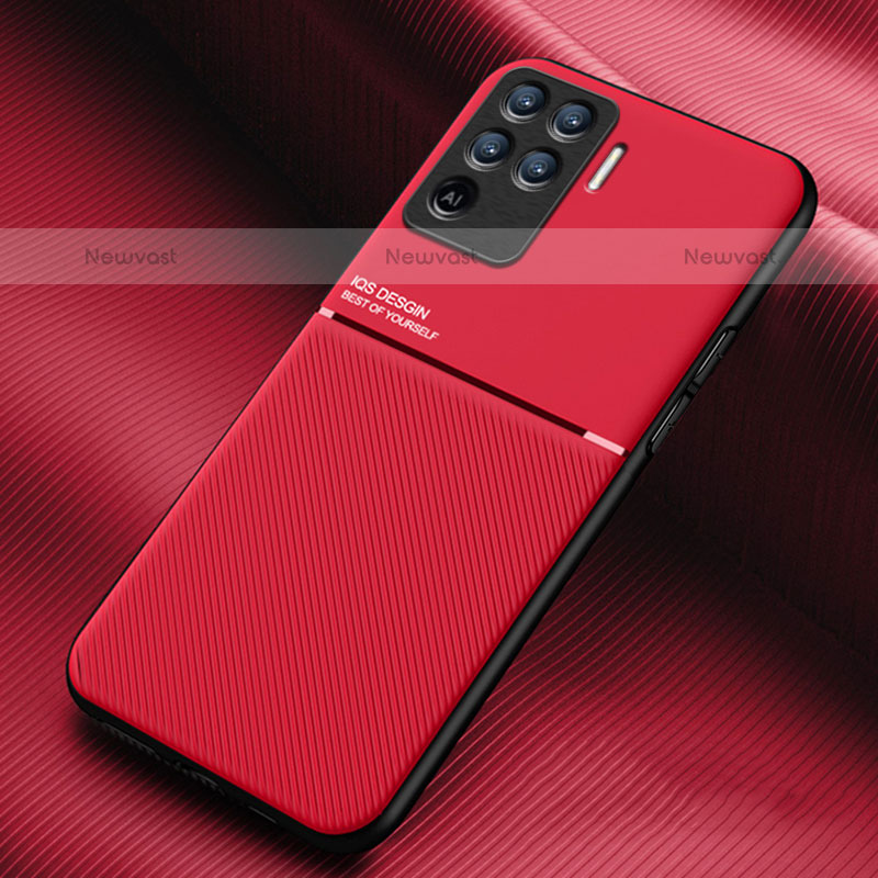 Ultra-thin Silicone Gel Soft Case Cover with Magnetic for Oppo F19 Pro Red