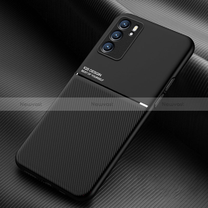 Ultra-thin Silicone Gel Soft Case Cover with Magnetic for Oppo Reno6 5G Black