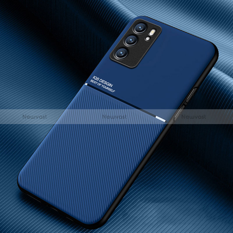 Ultra-thin Silicone Gel Soft Case Cover with Magnetic for Oppo Reno6 5G Blue